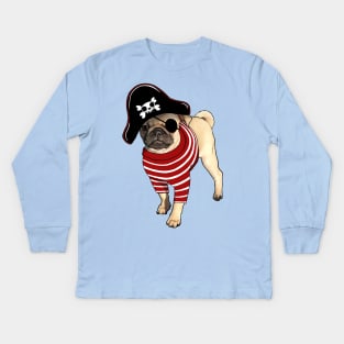 Pug Puppy Pirate Kids Long Sleeve T-Shirt